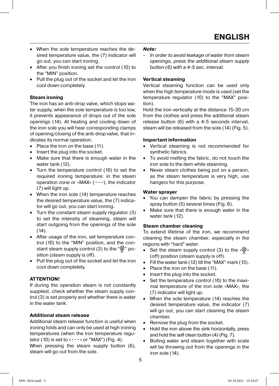 English | MAXWELL MW-3016 W User Manual | Page 5 / 42