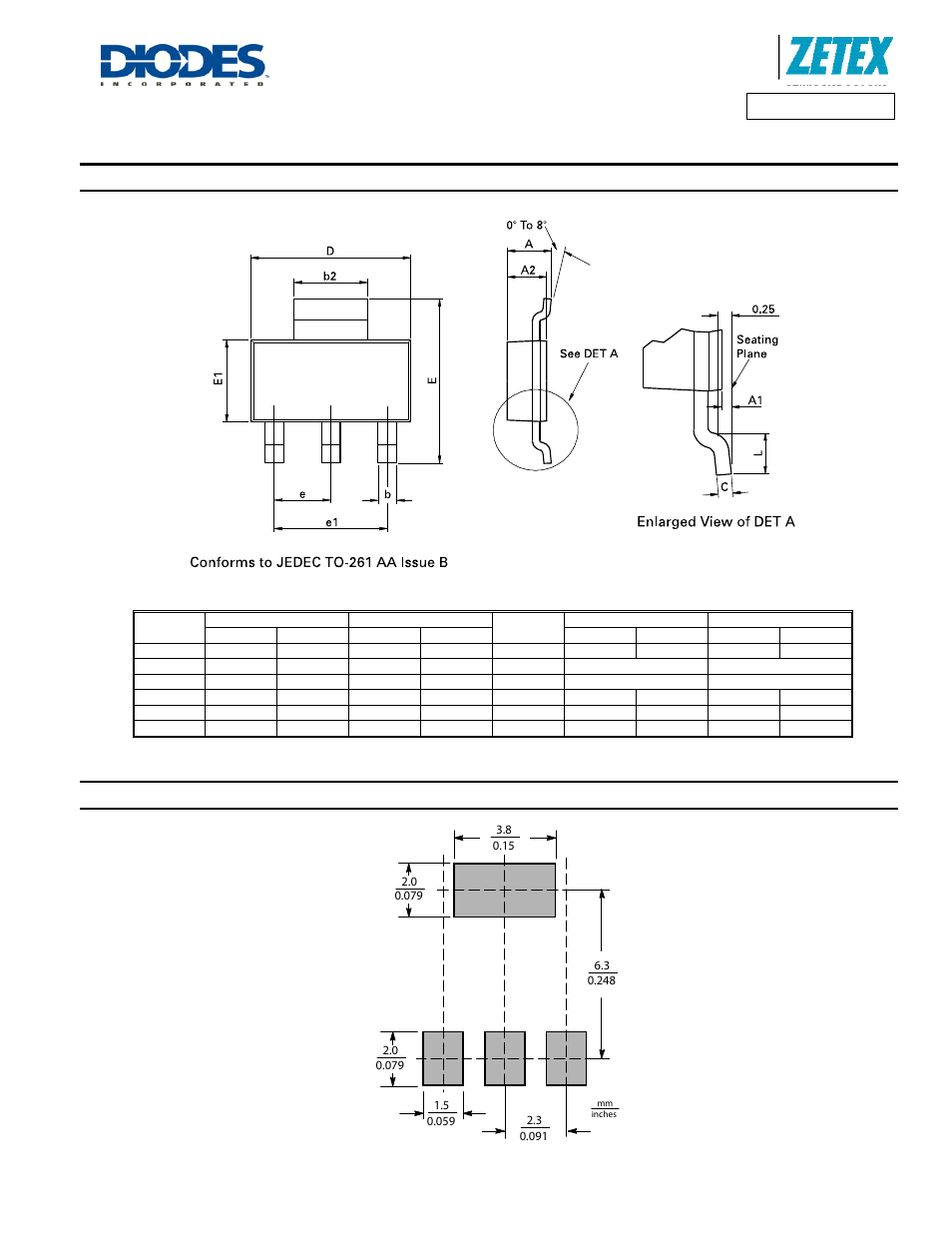Package outline dimensions, Suggested pad layout | Diodes ZXMP10A17G User Manual | Page 7 / 8