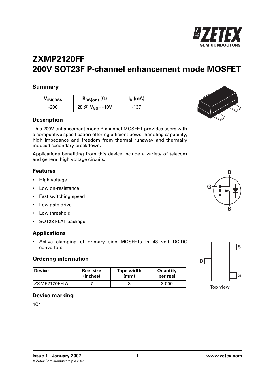 Diodes ZXMP2120FF User Manual | 10 pages