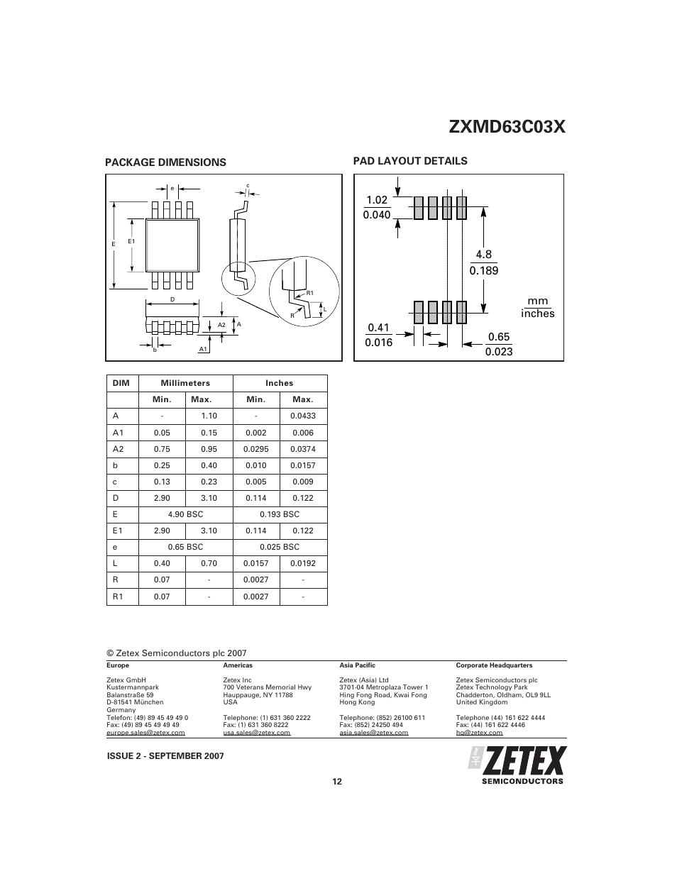 Zxmd63c03x | Diodes ZXMD63C03X User Manual | Page 12 / 12