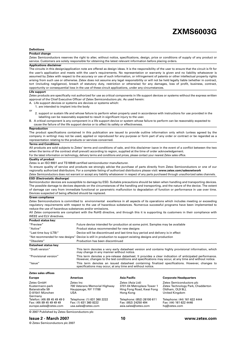 Zxms6003g | Diodes ZXMS6003G User Manual | Page 10 / 10