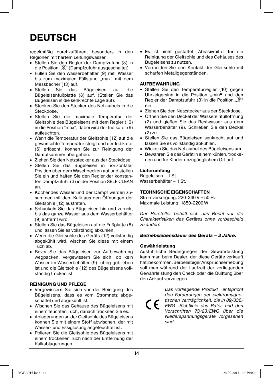 Deutsch | MAXWELL MW-3015 G User Manual | Page 14 / 40