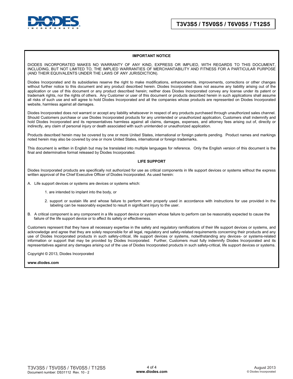 Diodes T12S5 User Manual | Page 4 / 4