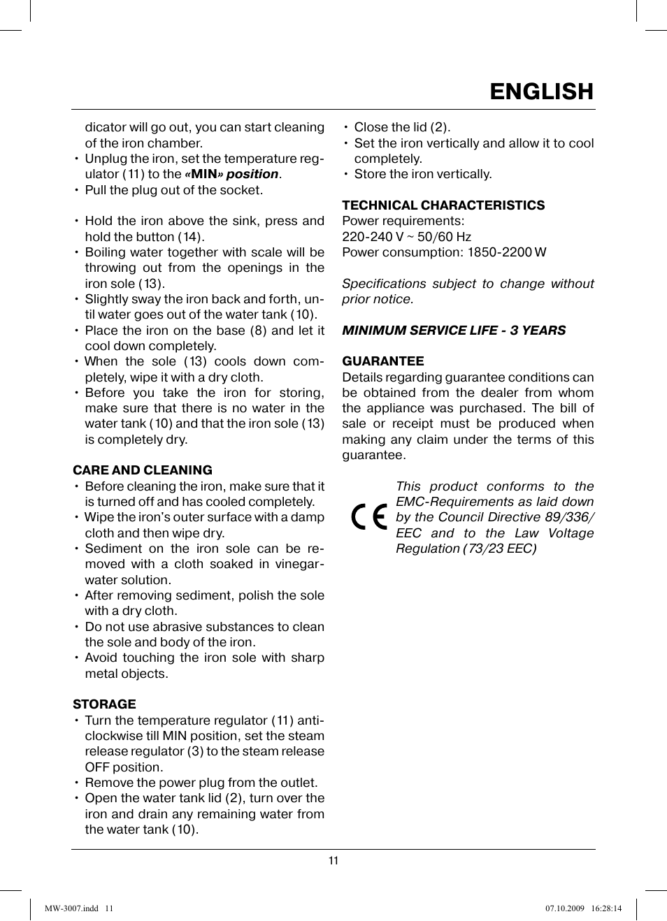 English | MAXWELL MW-3007 B User Manual | Page 11 / 44