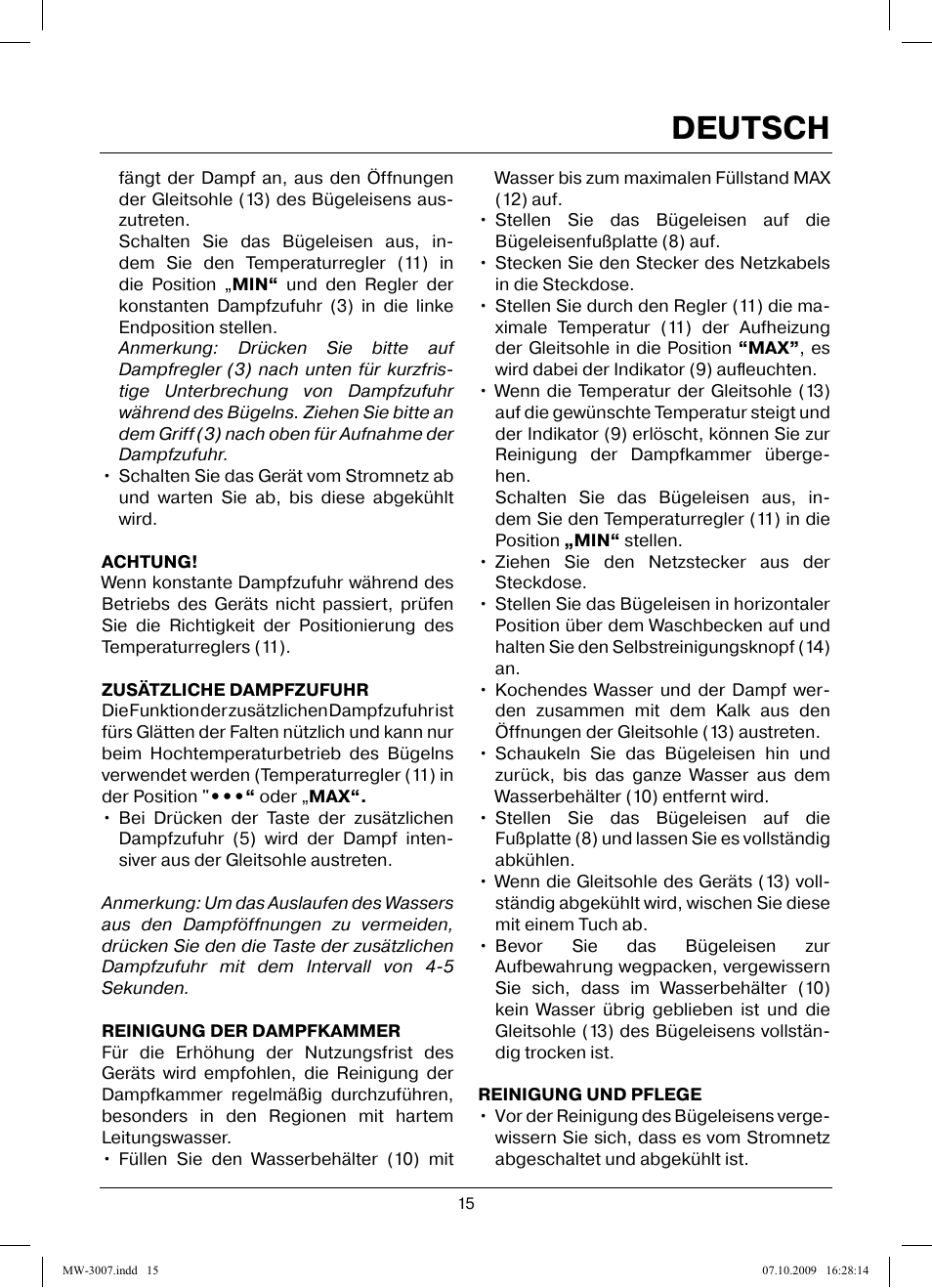 Deutsch | MAXWELL MW-3007 B User Manual | Page 15 / 44