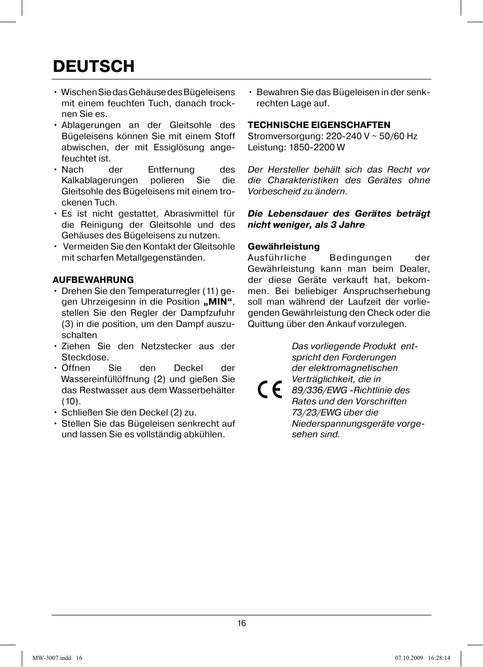 Deutsch | MAXWELL MW-3007 B User Manual | Page 16 / 44