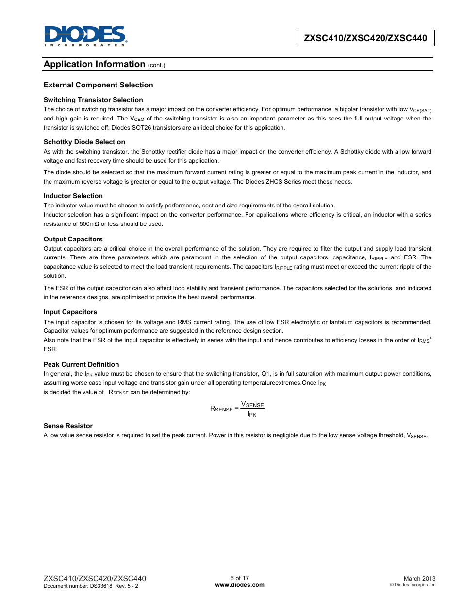 Application information | Diodes ZXSC410/ZXSC420/ZXSC440 User Manual | Page 6 / 17