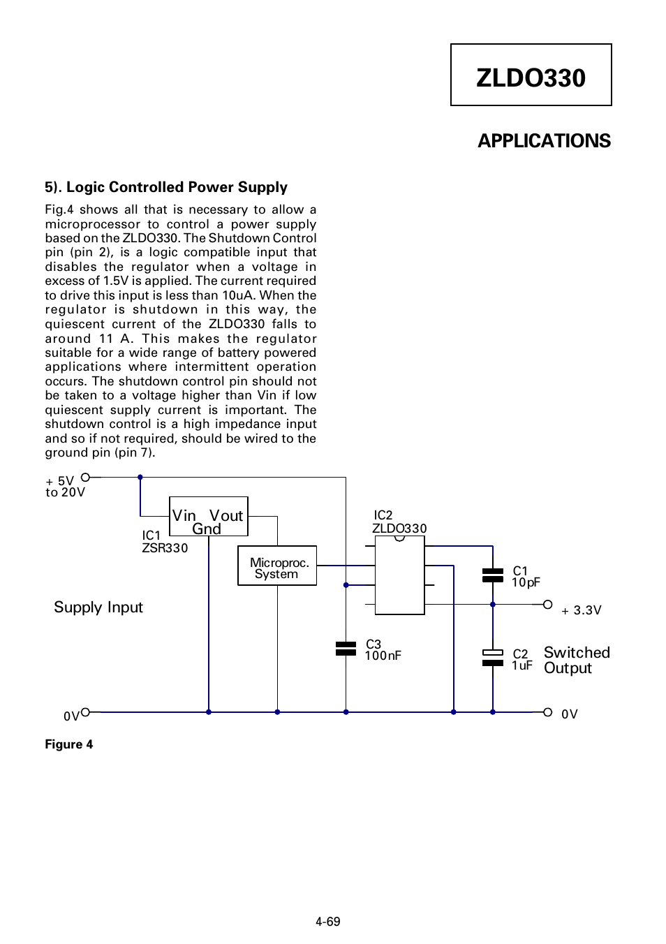 Zldo330, Applications, Switched supply input vin vout gnd | Output | Diodes ZLDO330 User Manual | Page 8 / 9