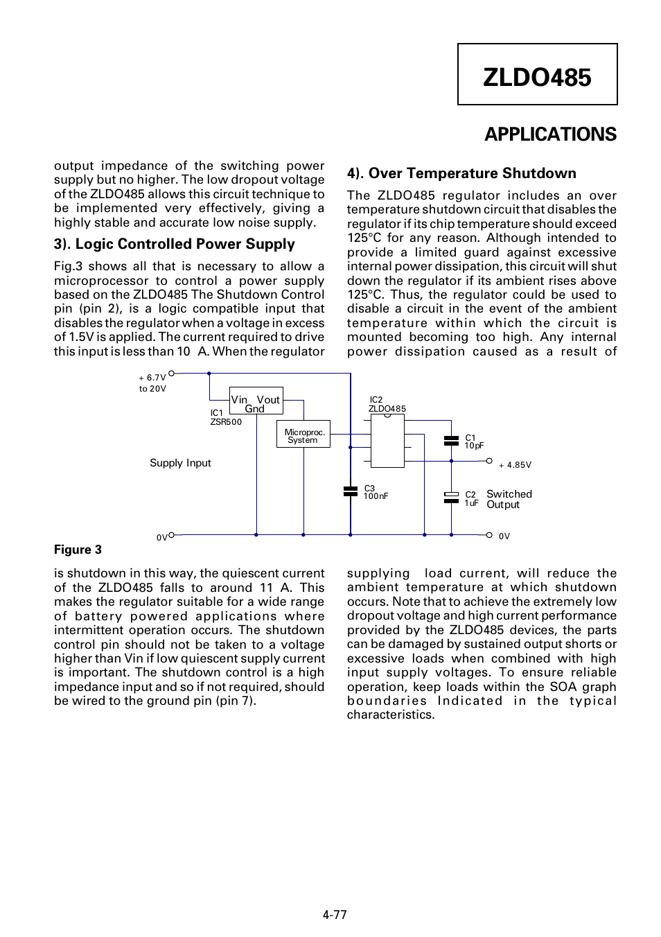 Zldo485, Applications, 3). logic controlled power supply | 4). over temperature shutdown | Diodes ZLDO485 User Manual | Page 7 / 9