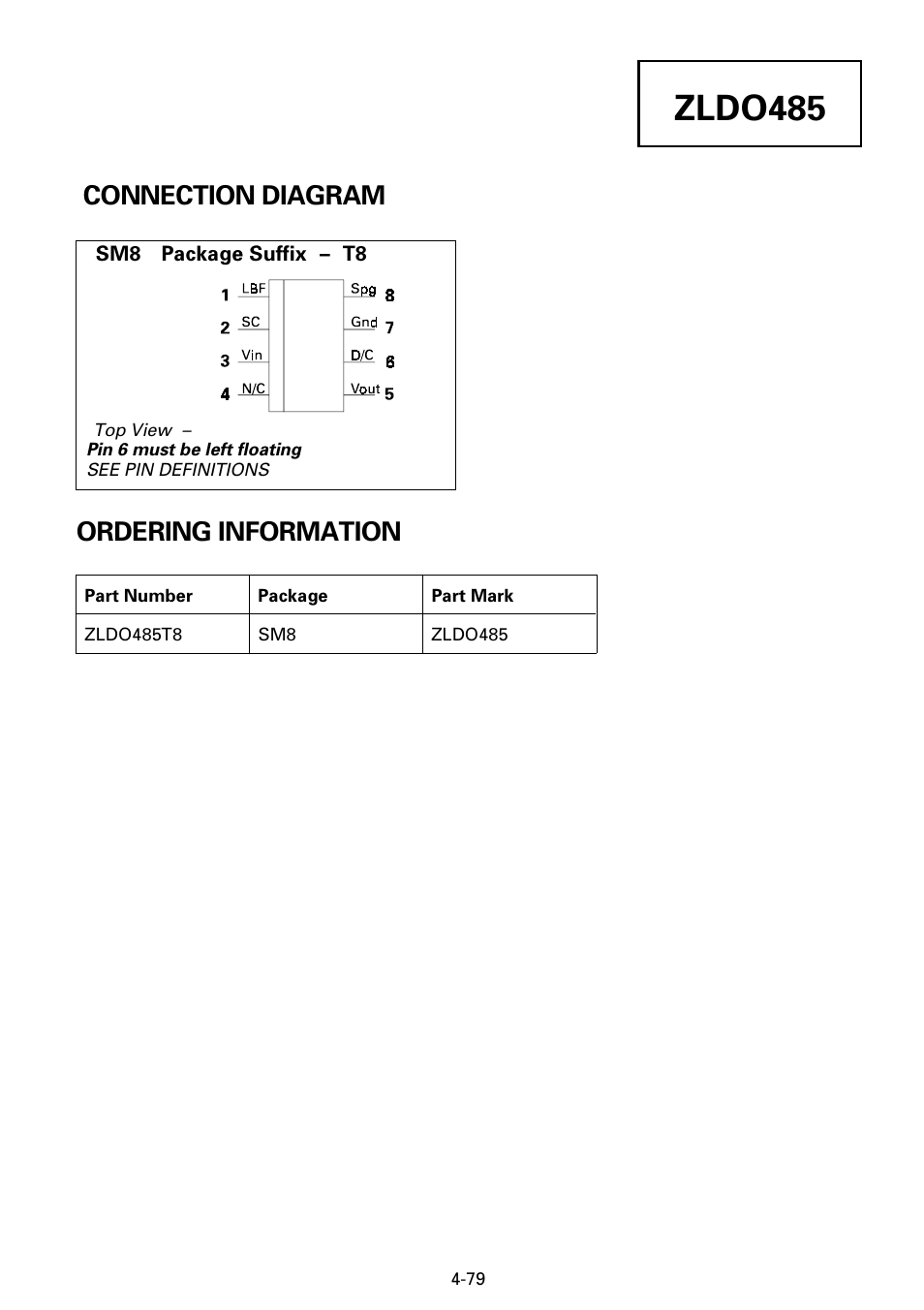 Zldo485, Connection diagram ordering information | Diodes ZLDO485 User Manual | Page 9 / 9