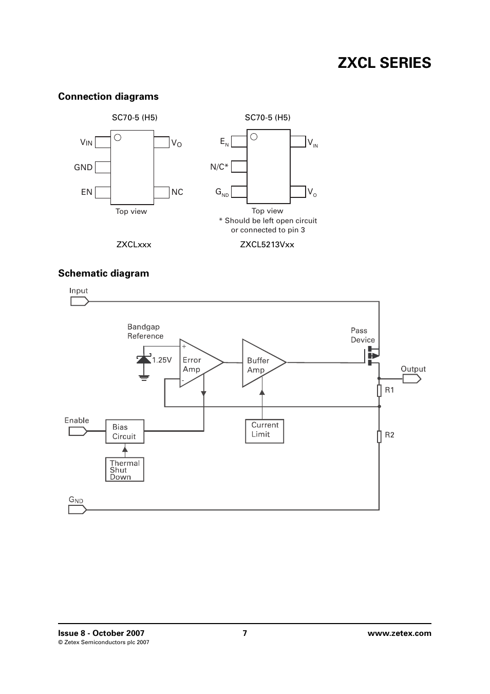 Connection diagrams, Zxcl series, Schematic diagram | Diodes ZXCL SERIES User Manual | Page 7 / 14