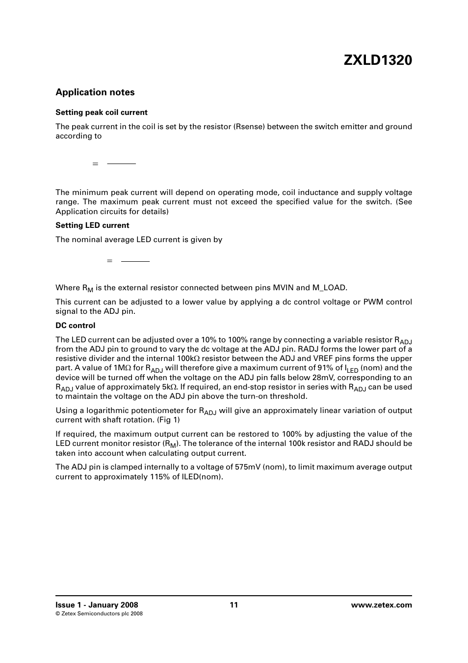 Application notes, Zxld1320, Rsense mv i | Diodes ZXLD1320 User Manual | Page 11 / 18