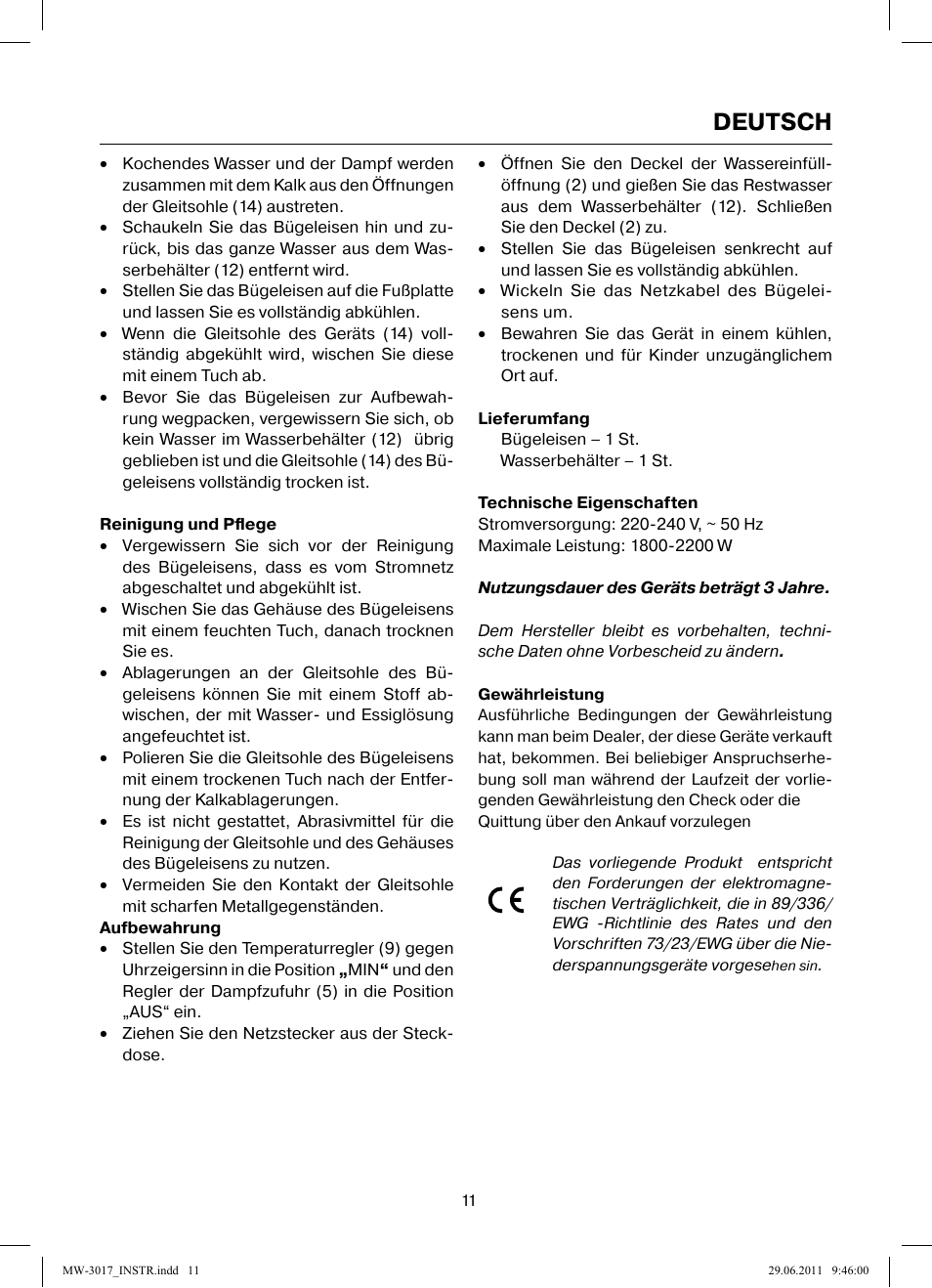 Deutsch | MAXWELL MW-3017 BK User Manual | Page 11 / 42