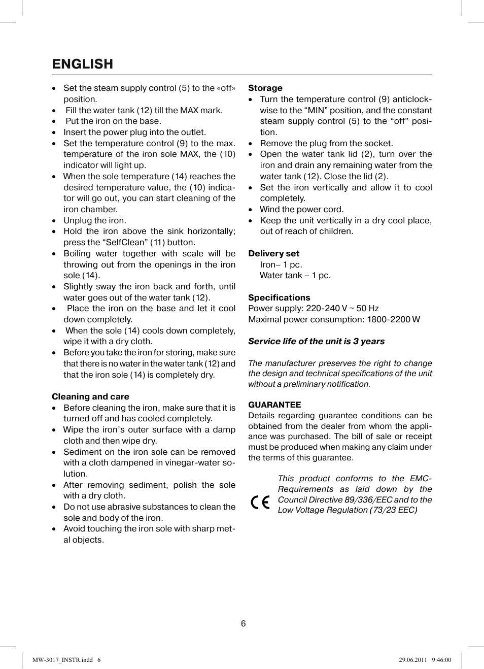English | MAXWELL MW-3017 BK User Manual | Page 6 / 42