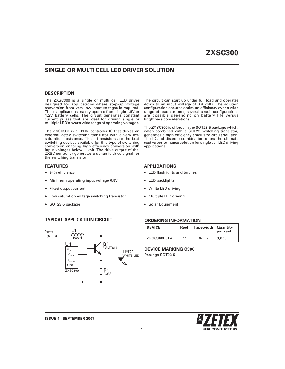 Diodes ZXSC300 User Manual | 12 pages