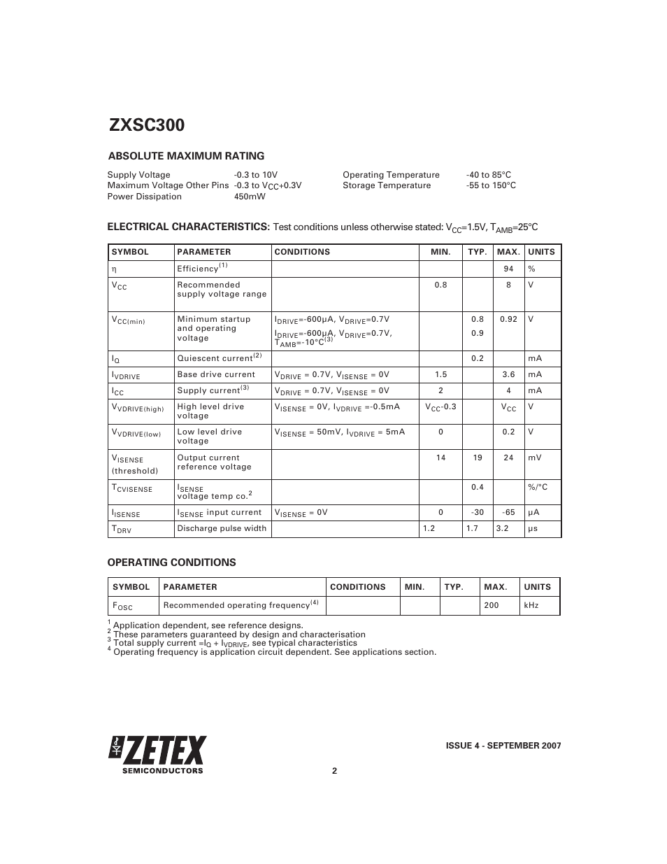 Zxsc300 | Diodes ZXSC300 User Manual | Page 2 / 12