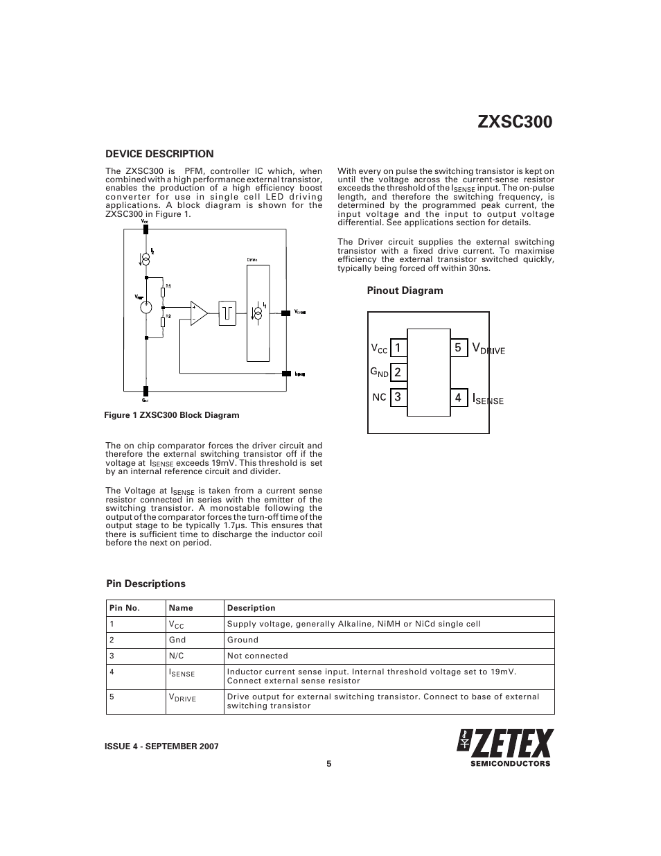 Zxsc300 | Diodes ZXSC300 User Manual | Page 5 / 12