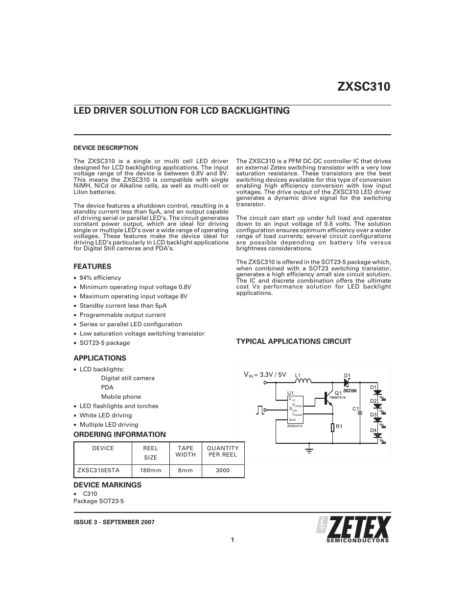 Diodes ZXSC310 User Manual | 16 pages