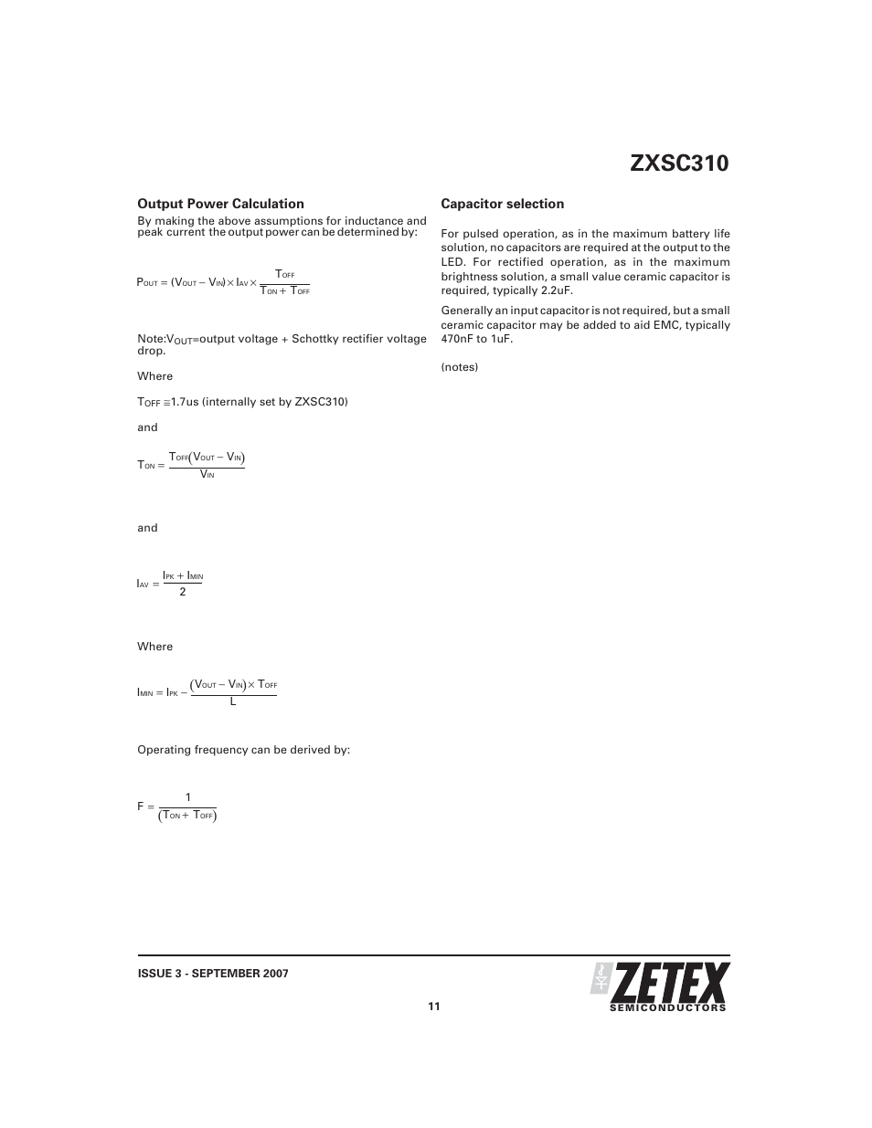 Zxsc310 | Diodes ZXSC310 User Manual | Page 11 / 16