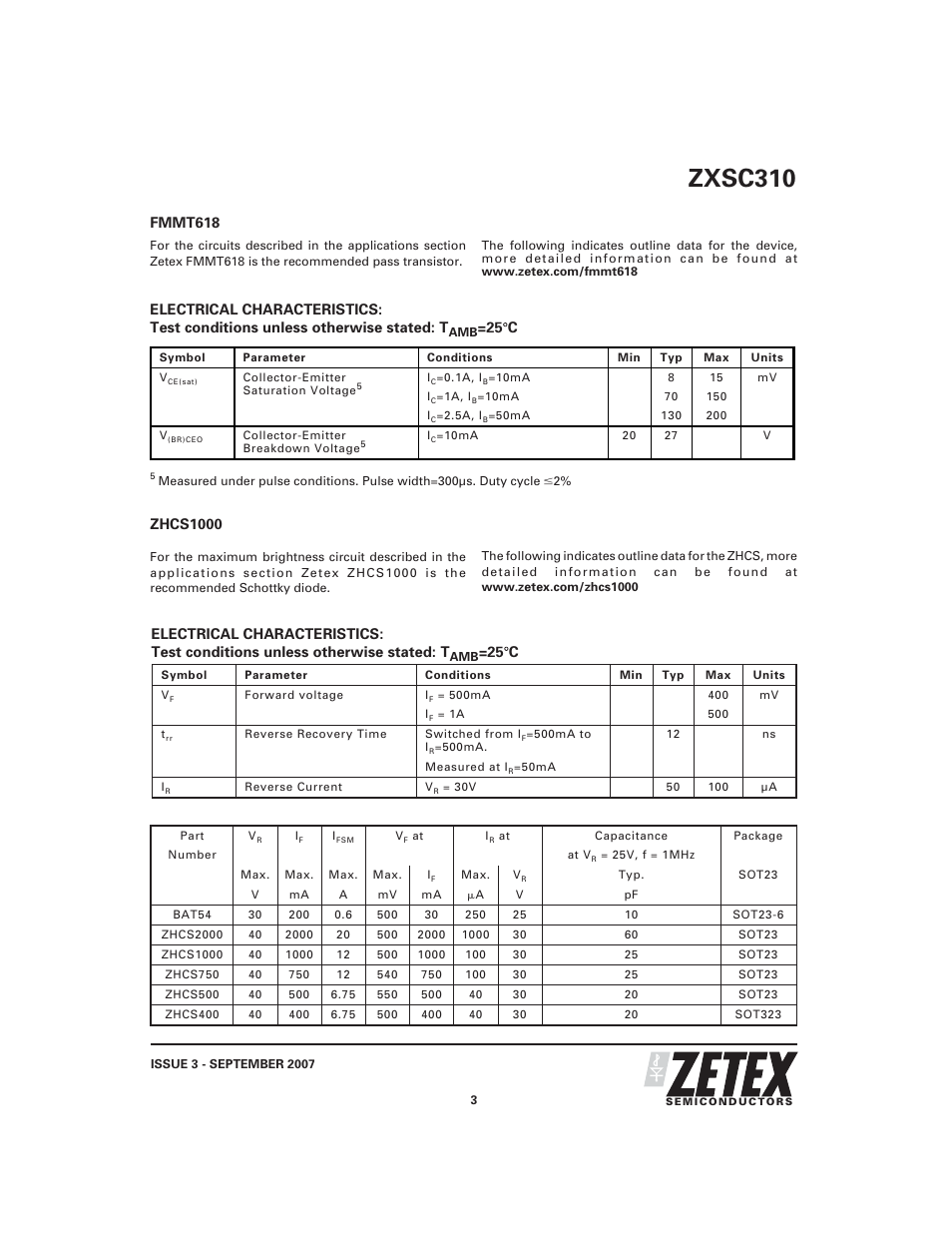 Zxsc310 | Diodes ZXSC310 User Manual | Page 3 / 16