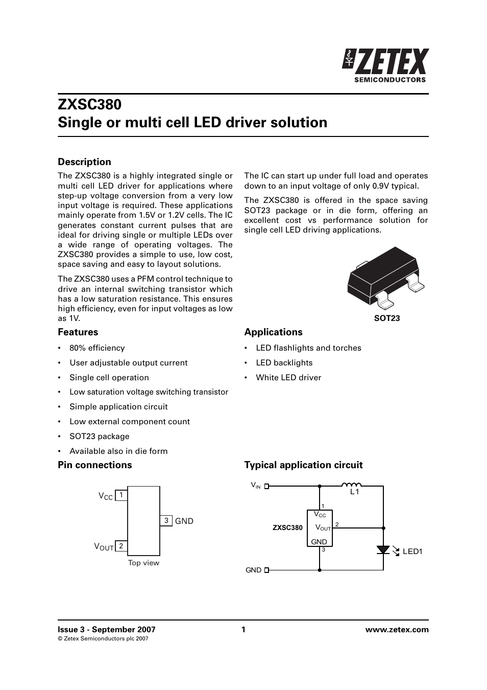 Diodes ZXSC380 User Manual | 10 pages