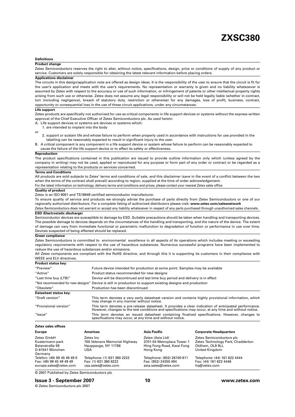 Zxsc380 | Diodes ZXSC380 User Manual | Page 10 / 10