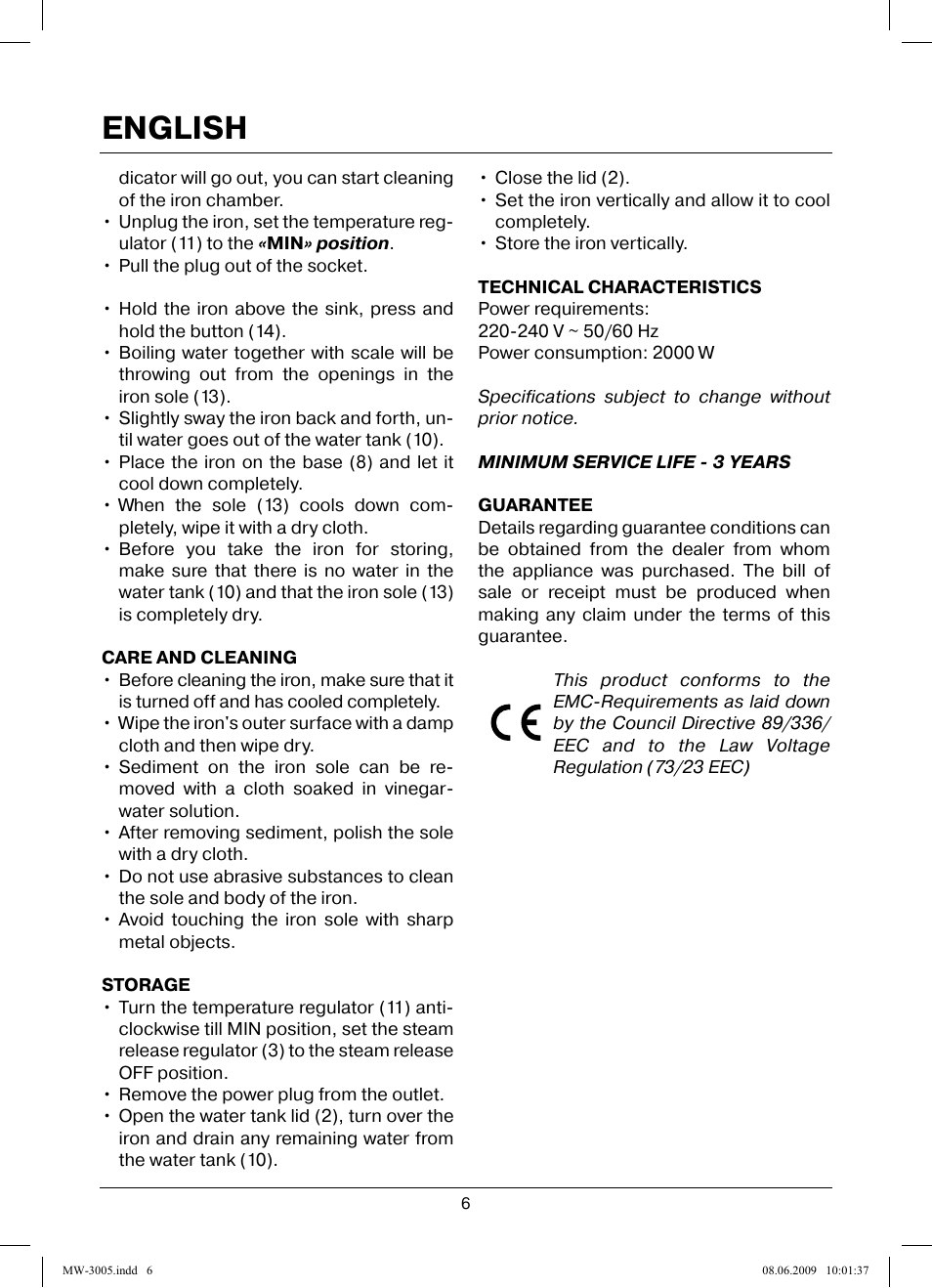 English | MAXWELL MW-3005 VT User Manual | Page 6 / 44