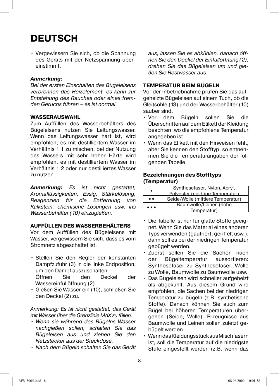 Deutsch | MAXWELL MW-3005 VT User Manual | Page 8 / 44