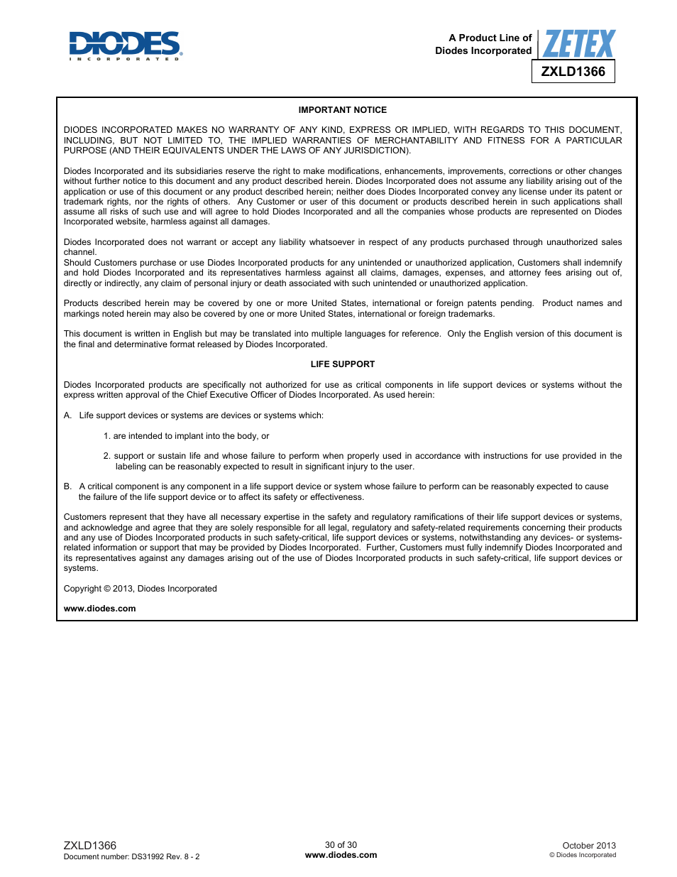Zxld1366 | Diodes ZXLD1366 User Manual | Page 30 / 30