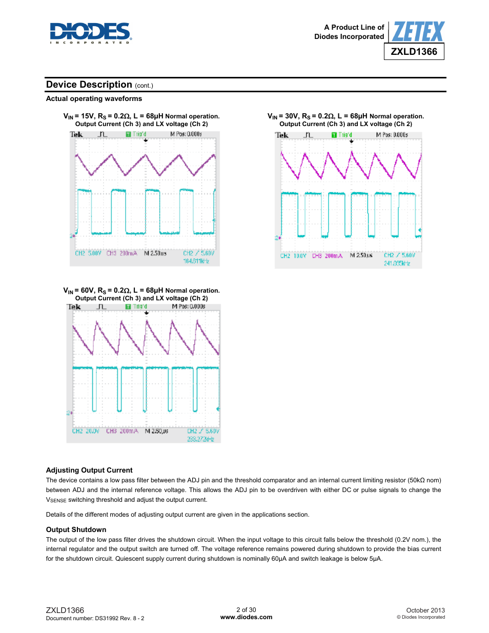 Zxld1366, Device description | Diodes ZXLD1366 User Manual | Page 6 / 30