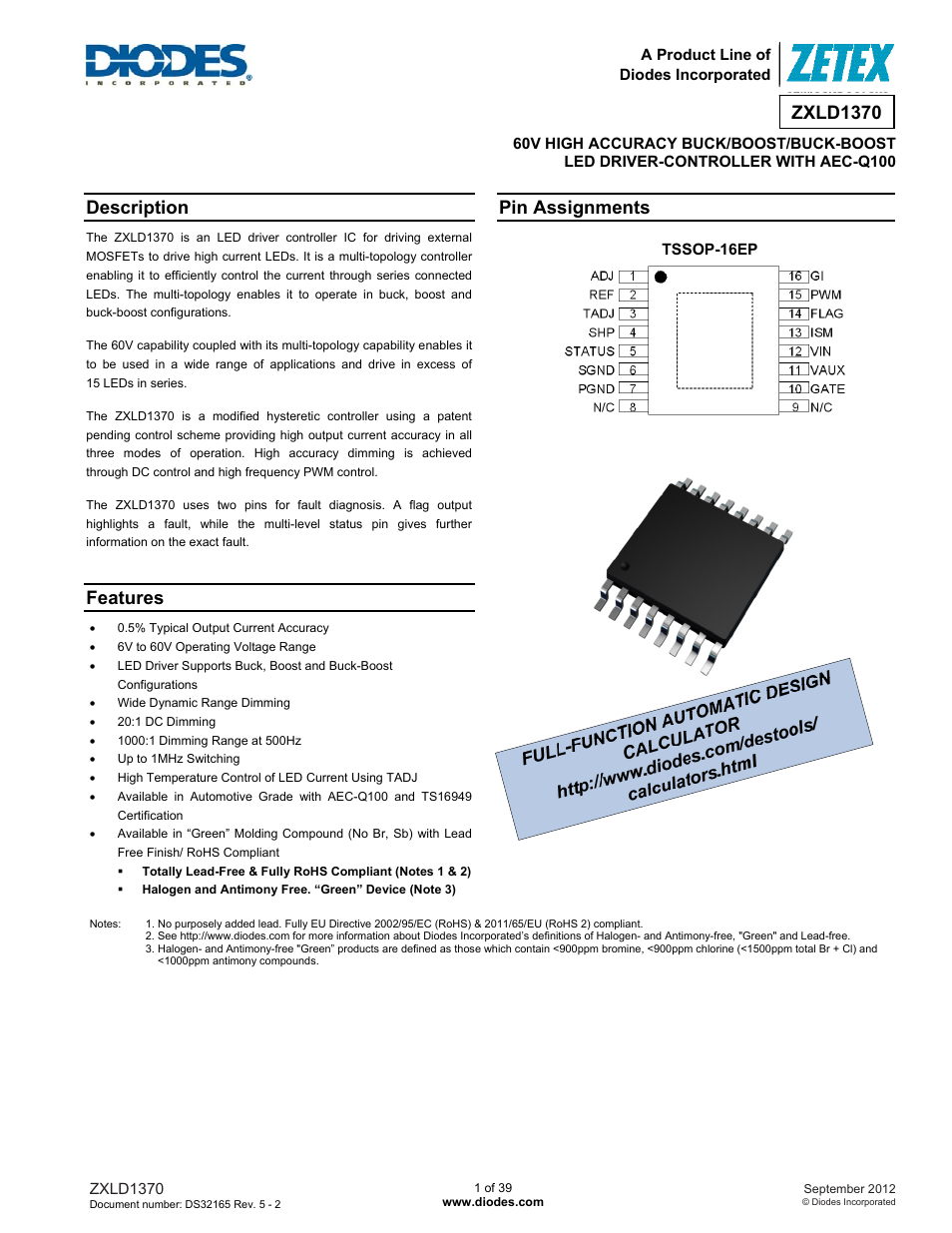 Diodes ZXLD1370 User Manual | 39 pages