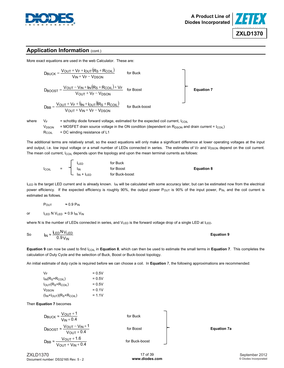 Zxld1370, Application information | Diodes ZXLD1370 User Manual | Page 17 / 39