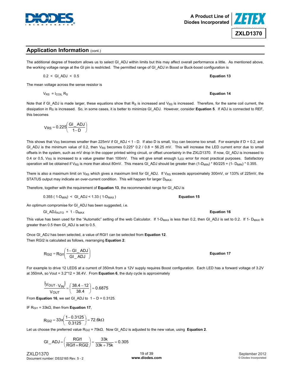 Zxld1370, Application information | Diodes ZXLD1370 User Manual | Page 19 / 39