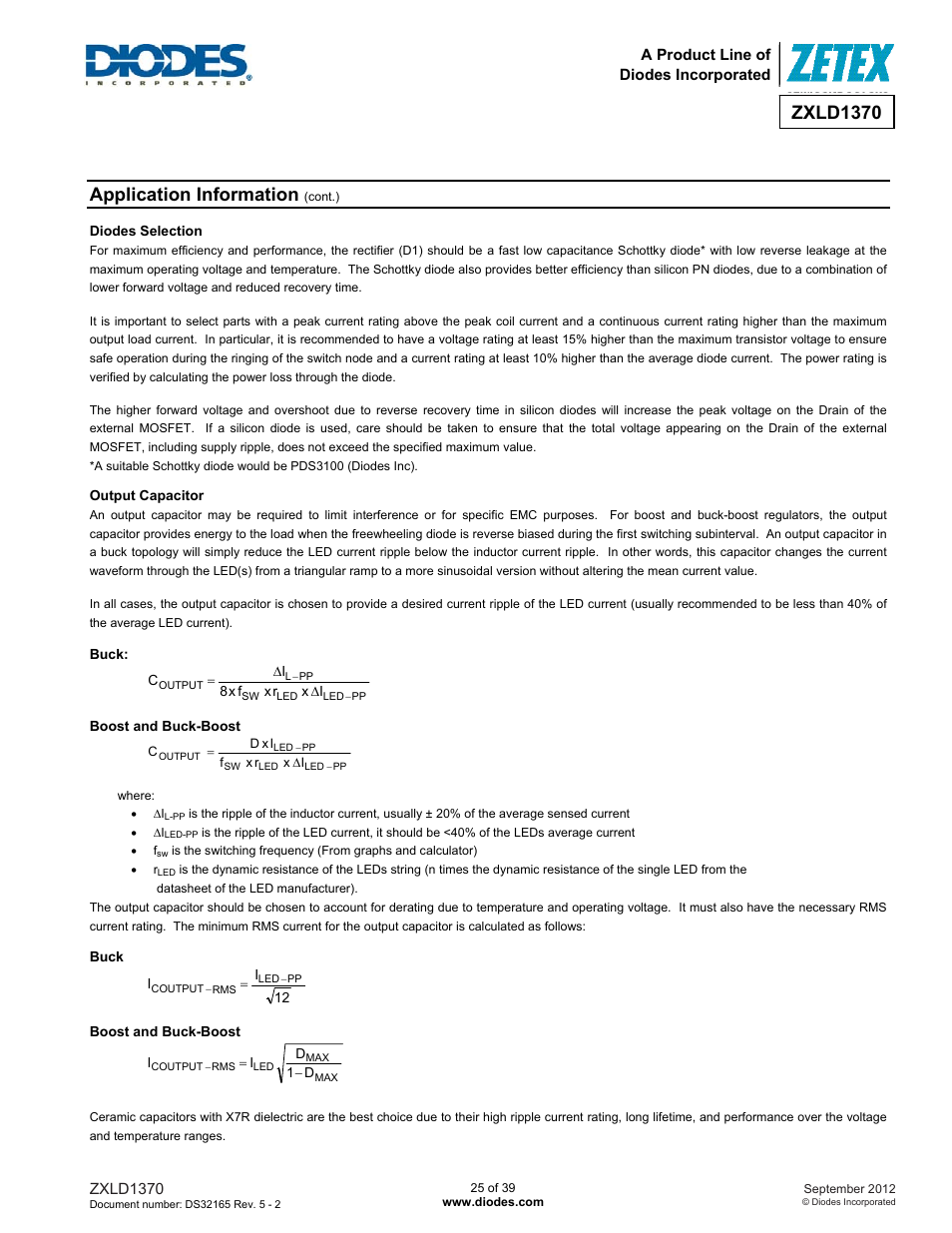 Zxld1370, Application information | Diodes ZXLD1370 User Manual | Page 25 / 39