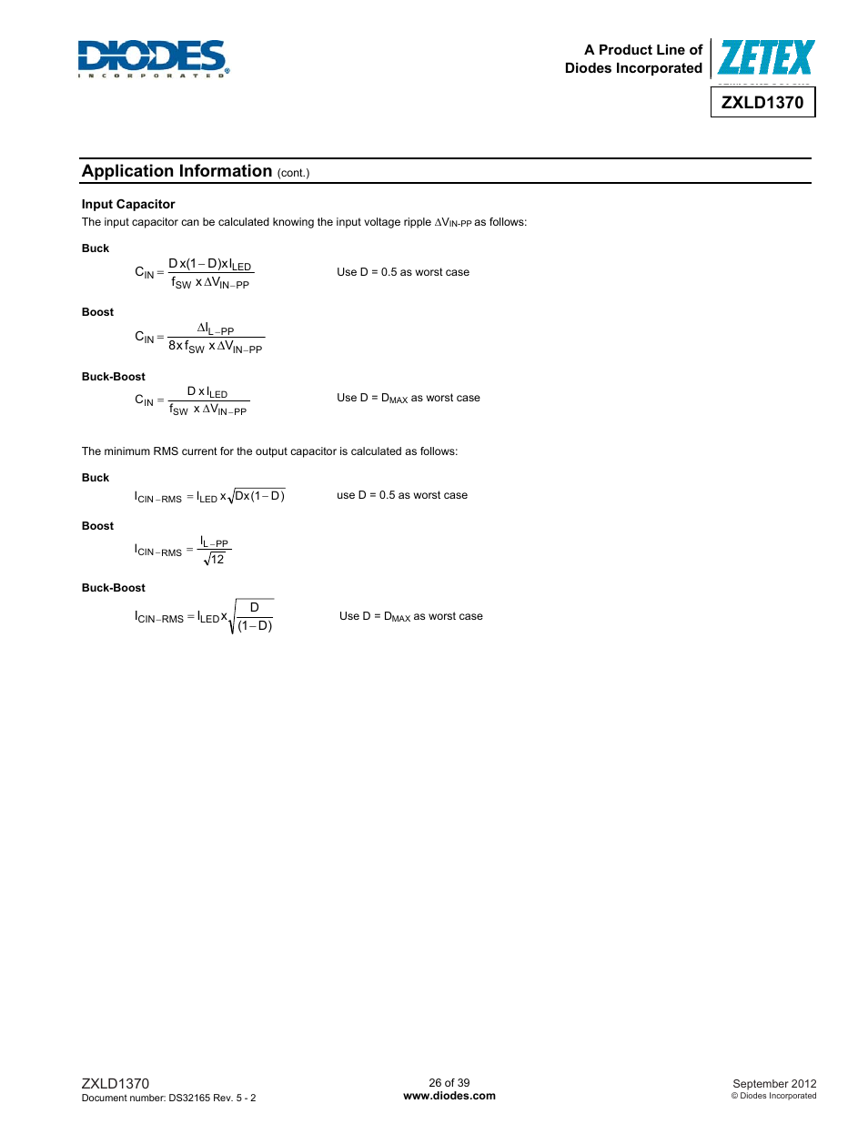 Zxld1370, Application information | Diodes ZXLD1370 User Manual | Page 26 / 39