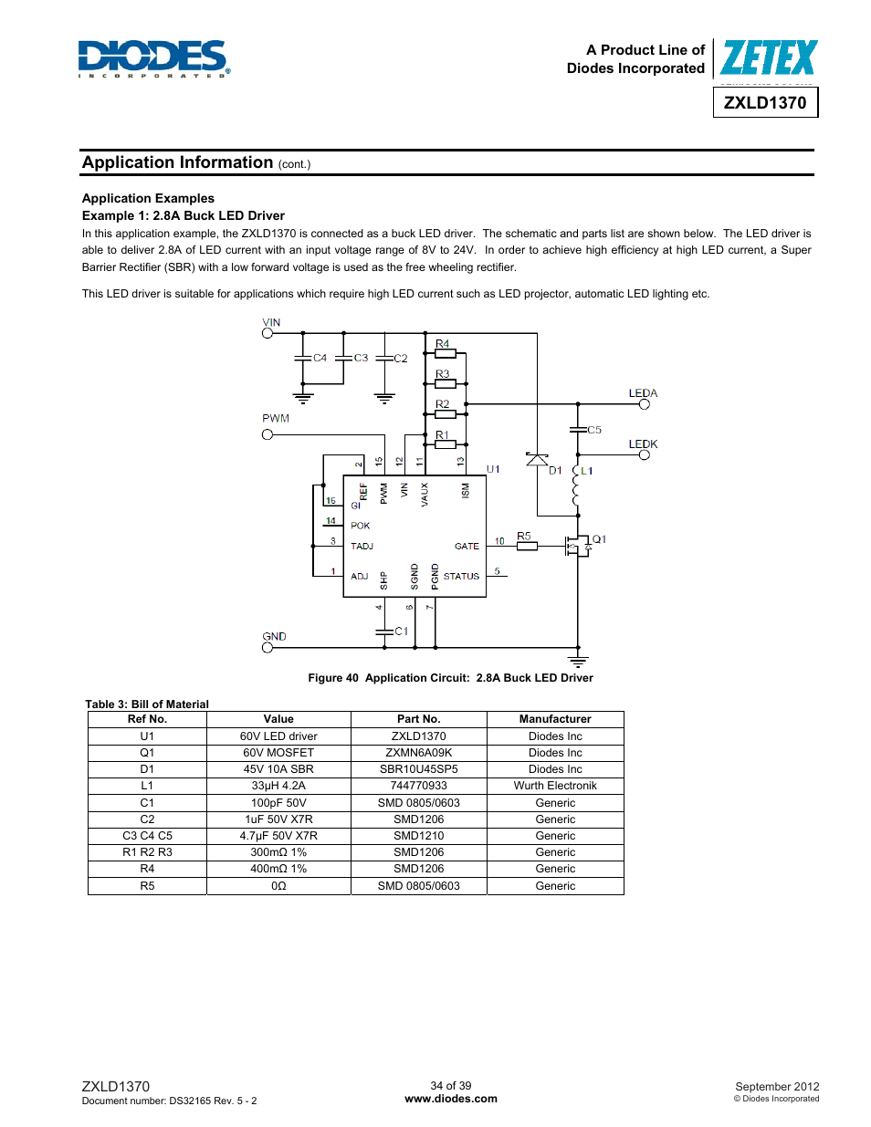 Zxld1370, Application information | Diodes ZXLD1370 User Manual | Page 34 / 39