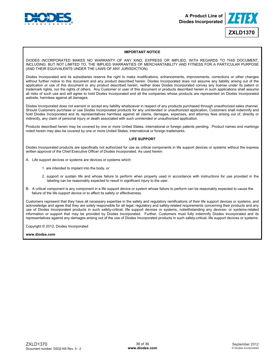 Zxld1370 | Diodes ZXLD1370 User Manual | Page 39 / 39