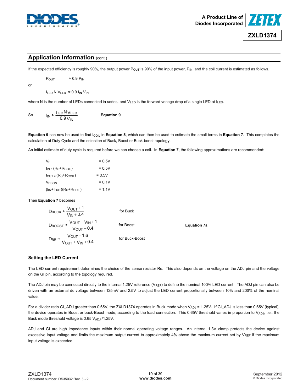 Zxld1374, Application information | Diodes ZXLD1374 User Manual | Page 19 / 39