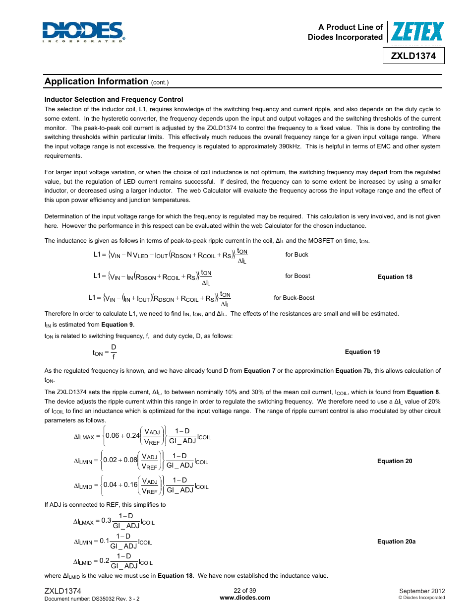 Zxld1374, Application information | Diodes ZXLD1374 User Manual | Page 22 / 39