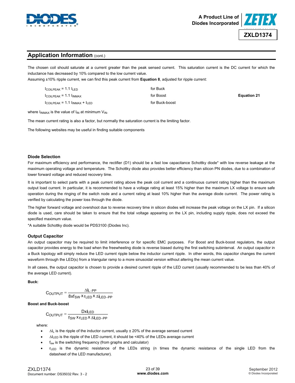 Zxld1374, Application information | Diodes ZXLD1374 User Manual | Page 23 / 39