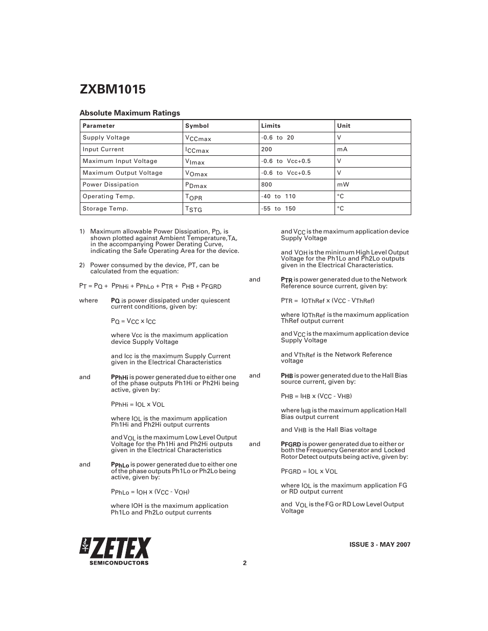 Zxbm1015 | Diodes ZXBM1015 User Manual | Page 2 / 10