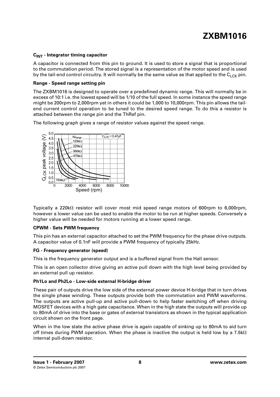 Zxbm1016, Speed vs c, Peak voltage | Diodes ZXBM1016 User Manual | Page 8 / 12