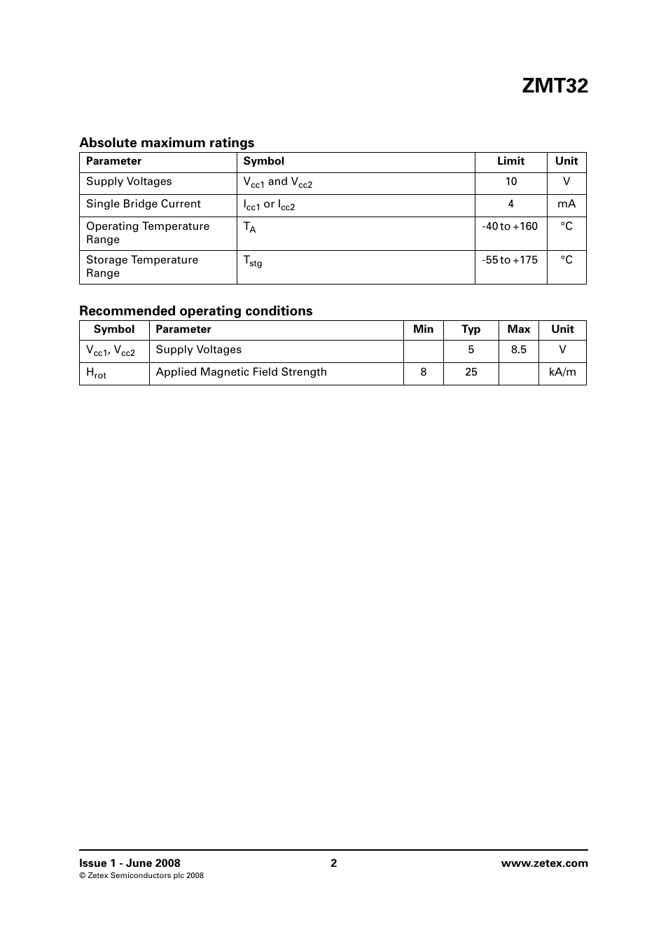 Zmt32 | Diodes ZMT32 User Manual | Page 2 / 10