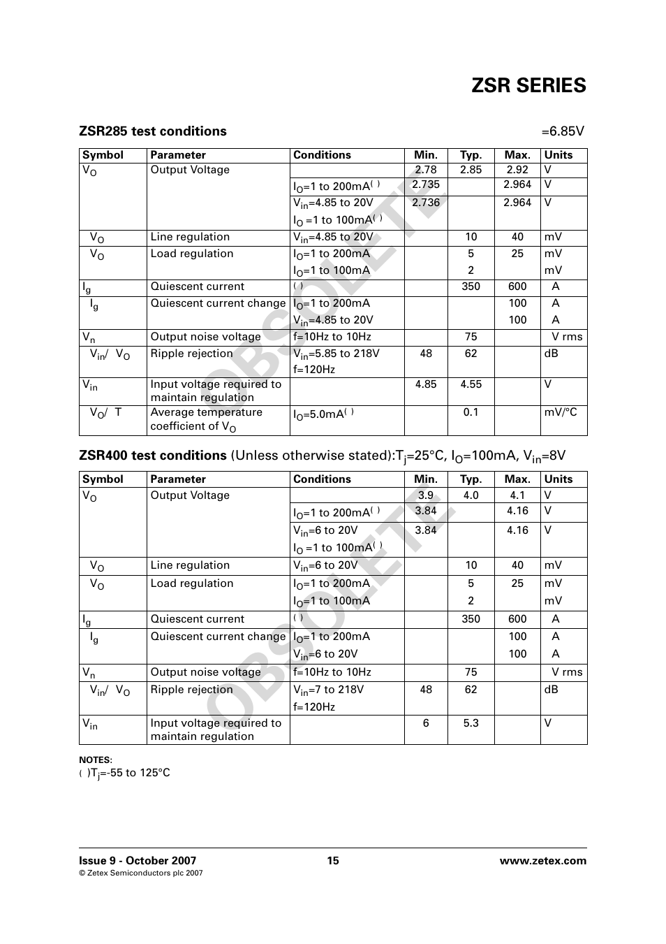 Ob solete obs o lete, Zsr series | Diodes ZSR SERIES User Manual | Page 15 / 18