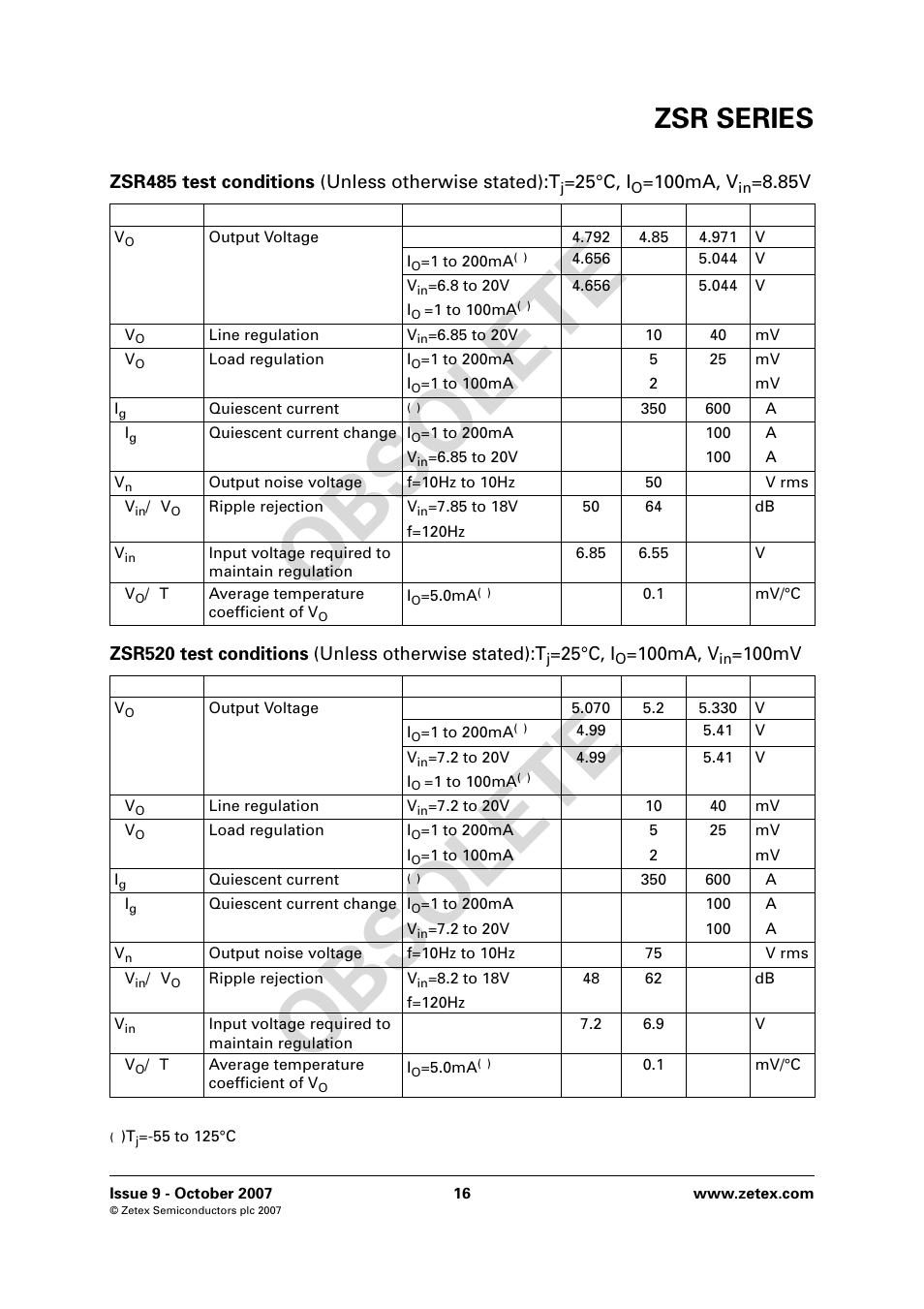 Obs o lete obsolete, Zsr series | Diodes ZSR SERIES User Manual | Page 16 / 18