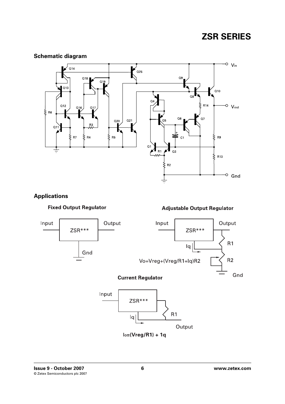 Schematic diagram, Applications, Zsr series | Diodes ZSR SERIES User Manual | Page 6 / 18
