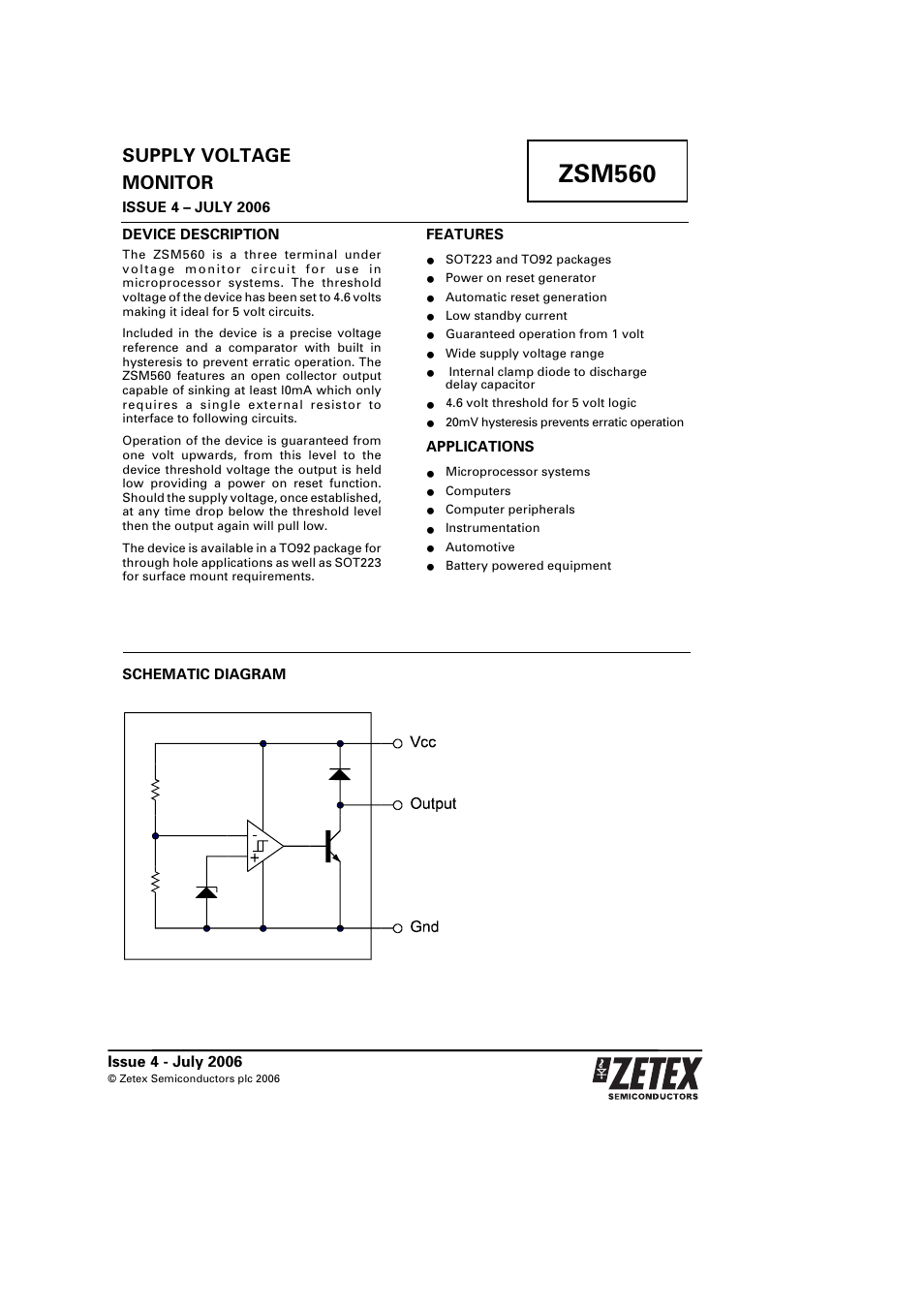 Diodes ZSM560 User Manual | 5 pages