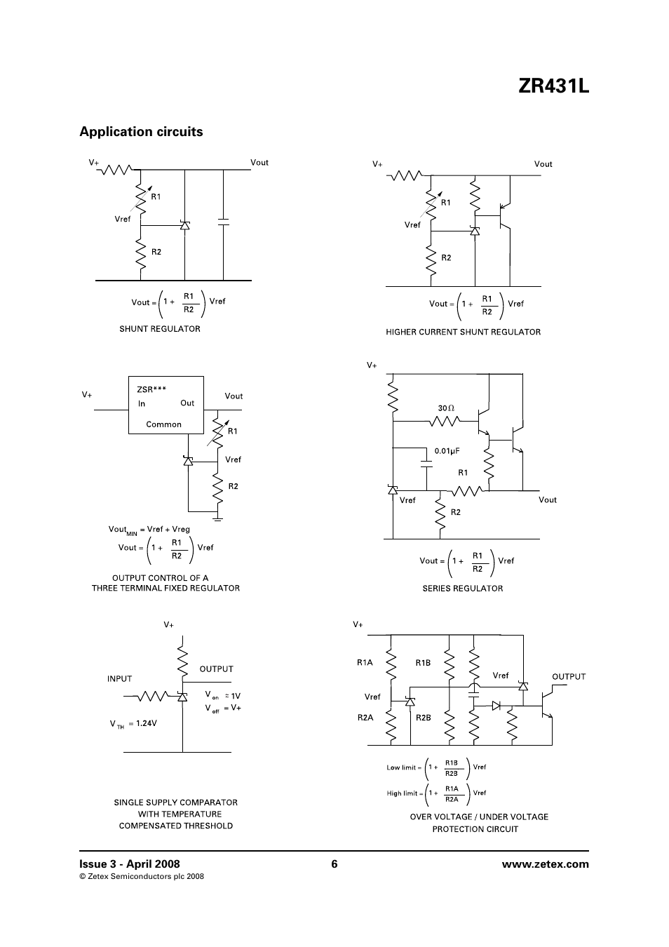 Application circuits, Zr431l | Diodes ZR431L User Manual | Page 6 / 10