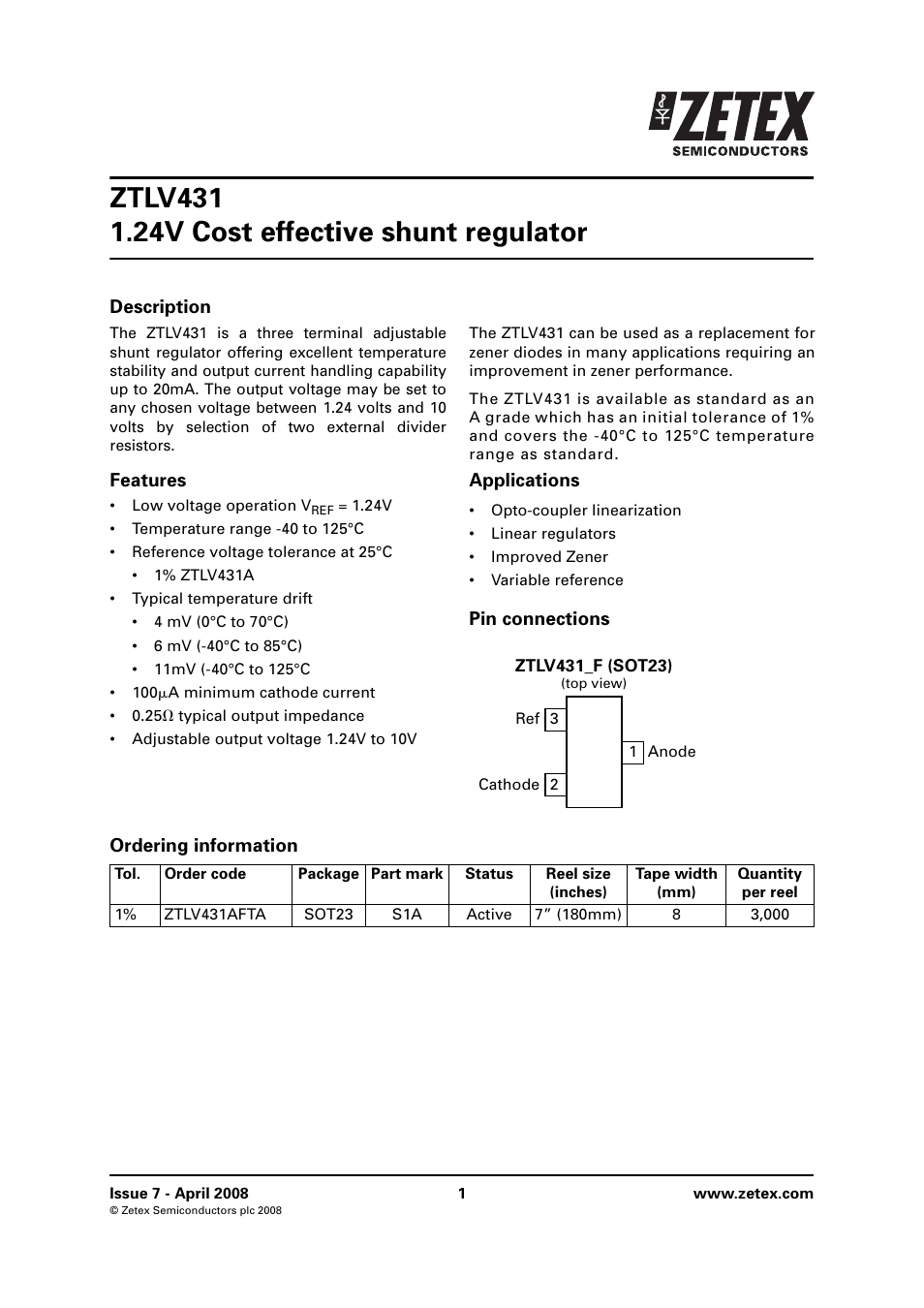 Diodes ZTLV431 User Manual | 8 pages