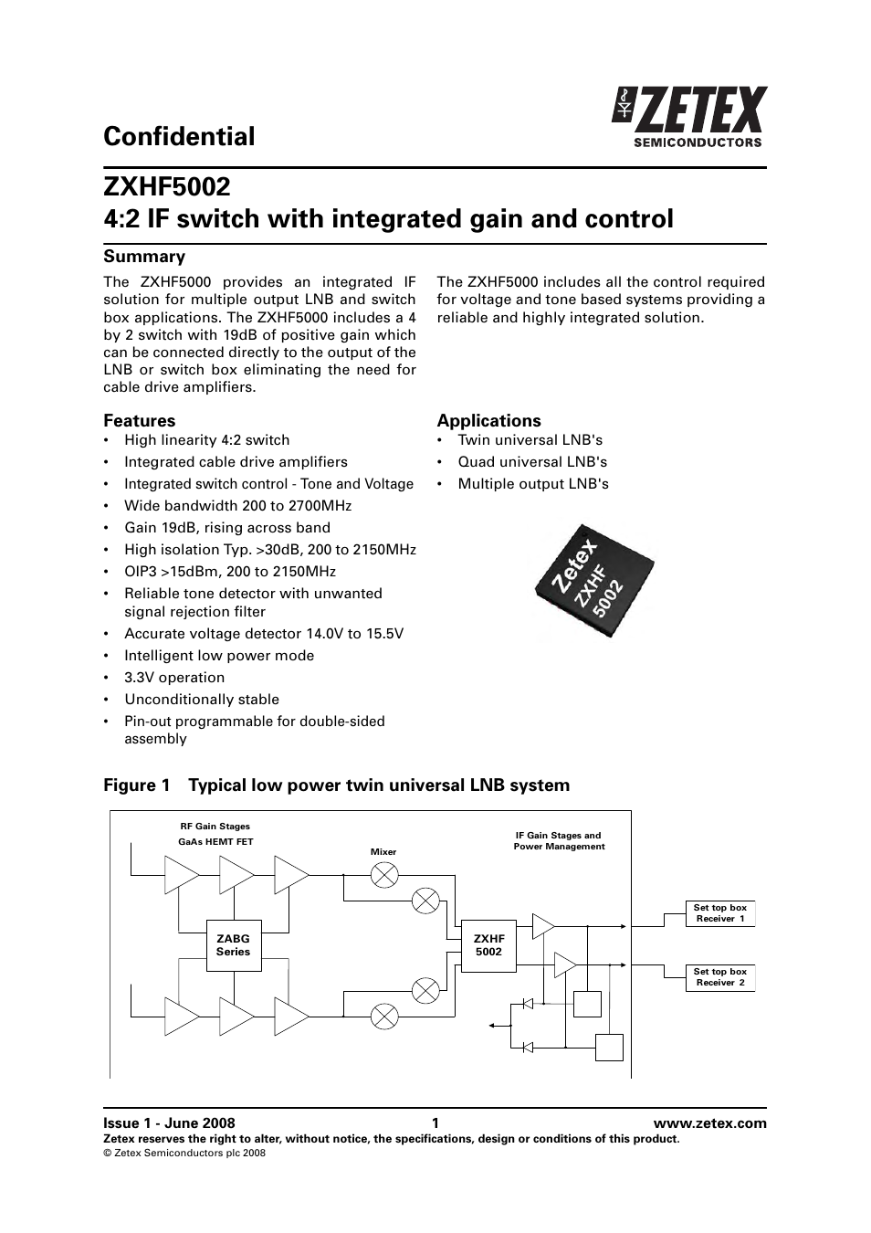 Diodes ZXHF5002 User Manual | 2 pages